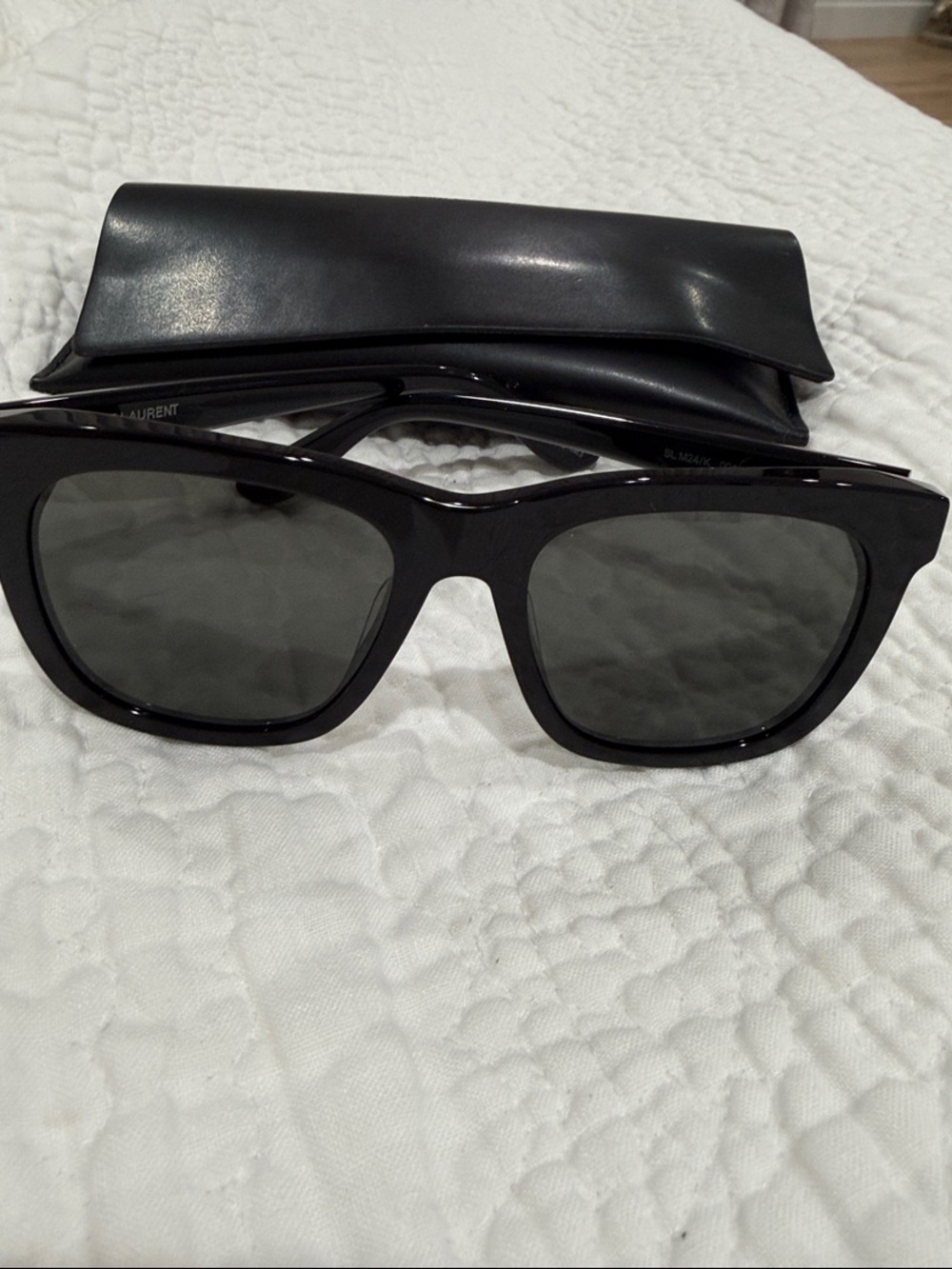 Yves Saint Laurent Black Sunglasses with Dark Gray Lenses